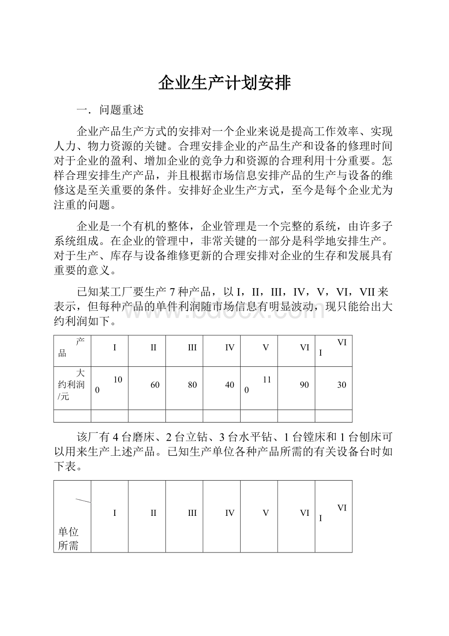 企业生产计划安排.docx_第1页