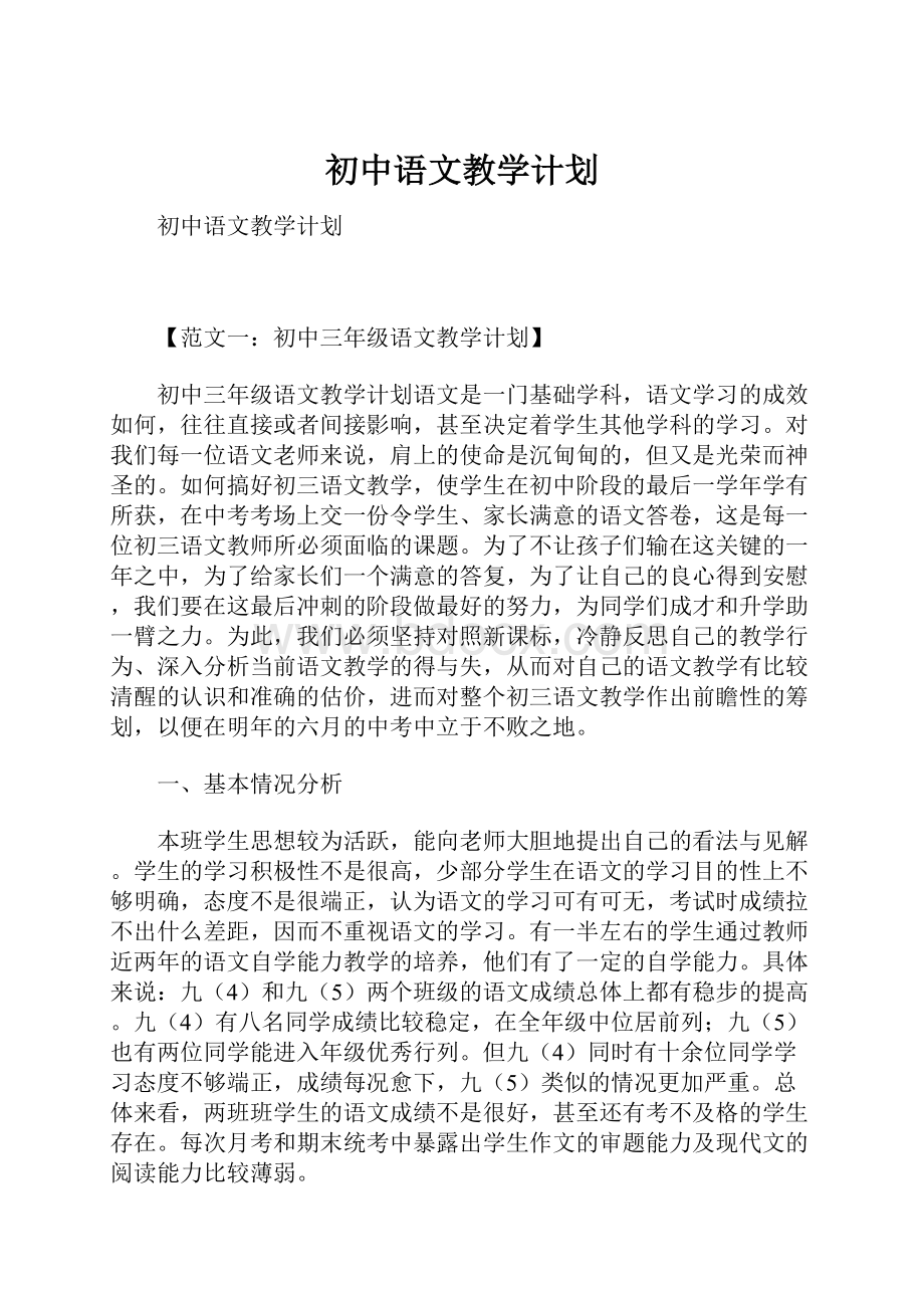 初中语文教学计划.docx