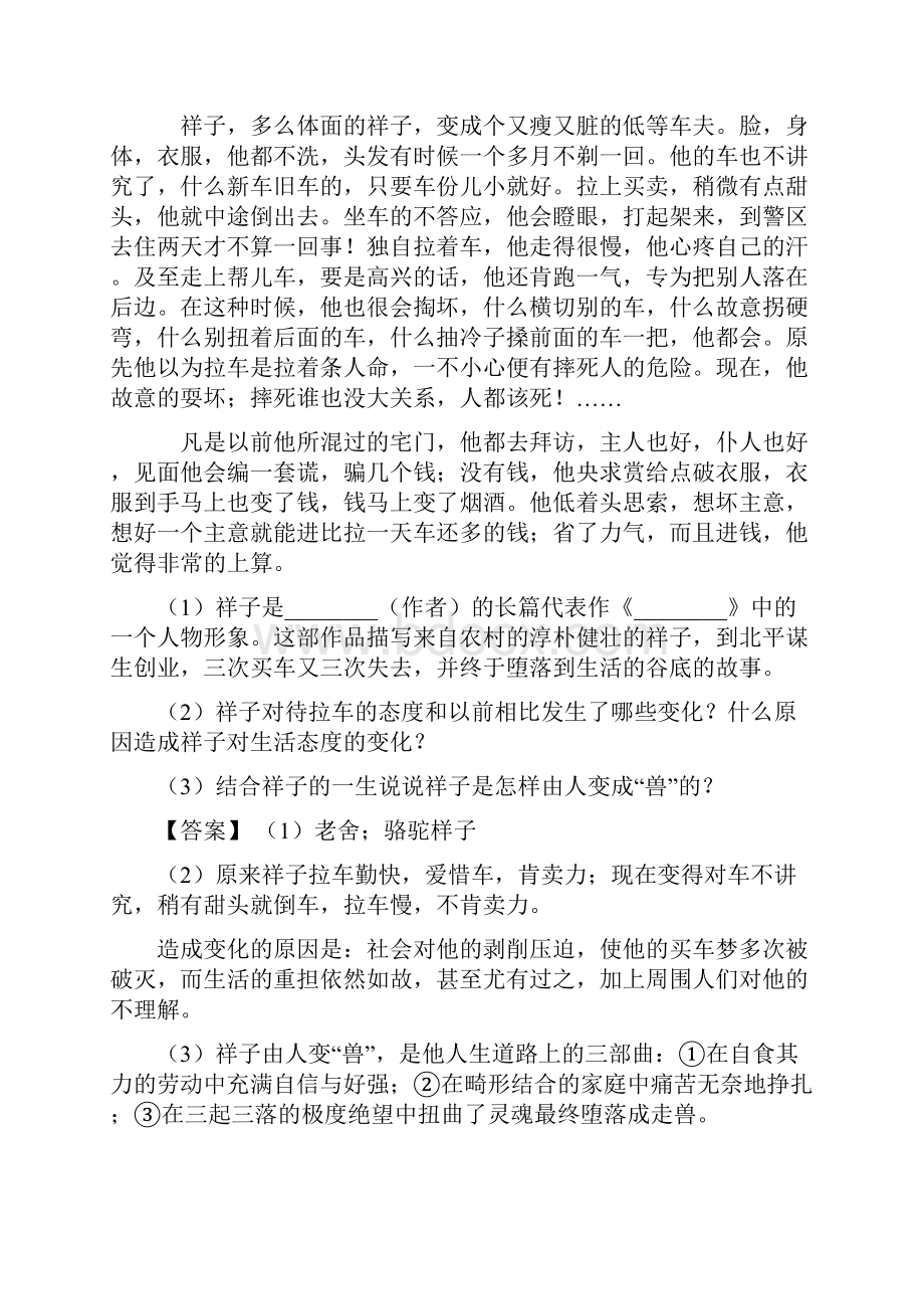 精品部编七年级下册 语文名著阅读训练试题整理含答案.docx_第3页