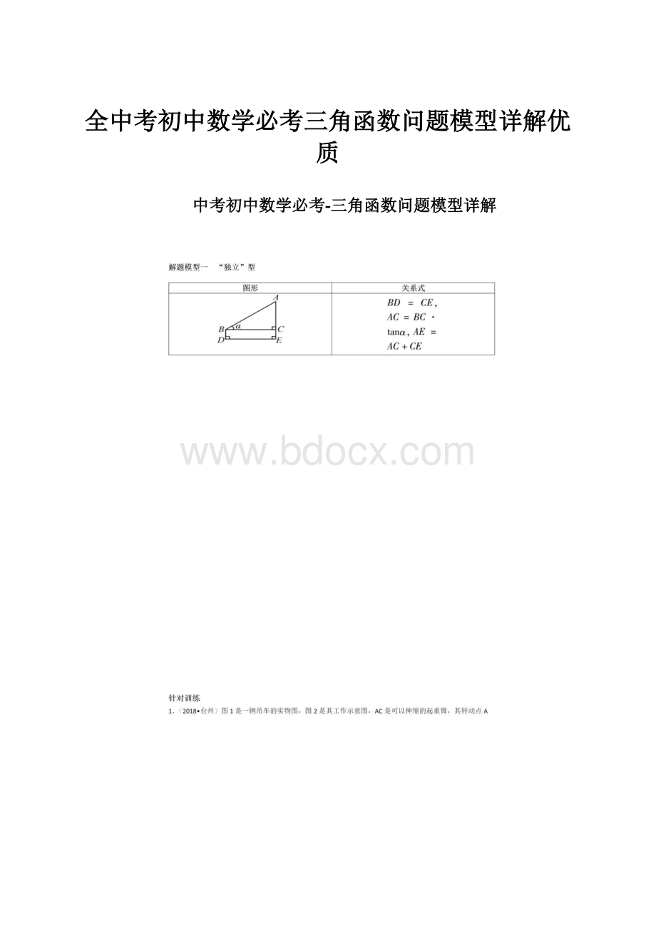 全中考初中数学必考三角函数问题模型详解优质.docx_第1页