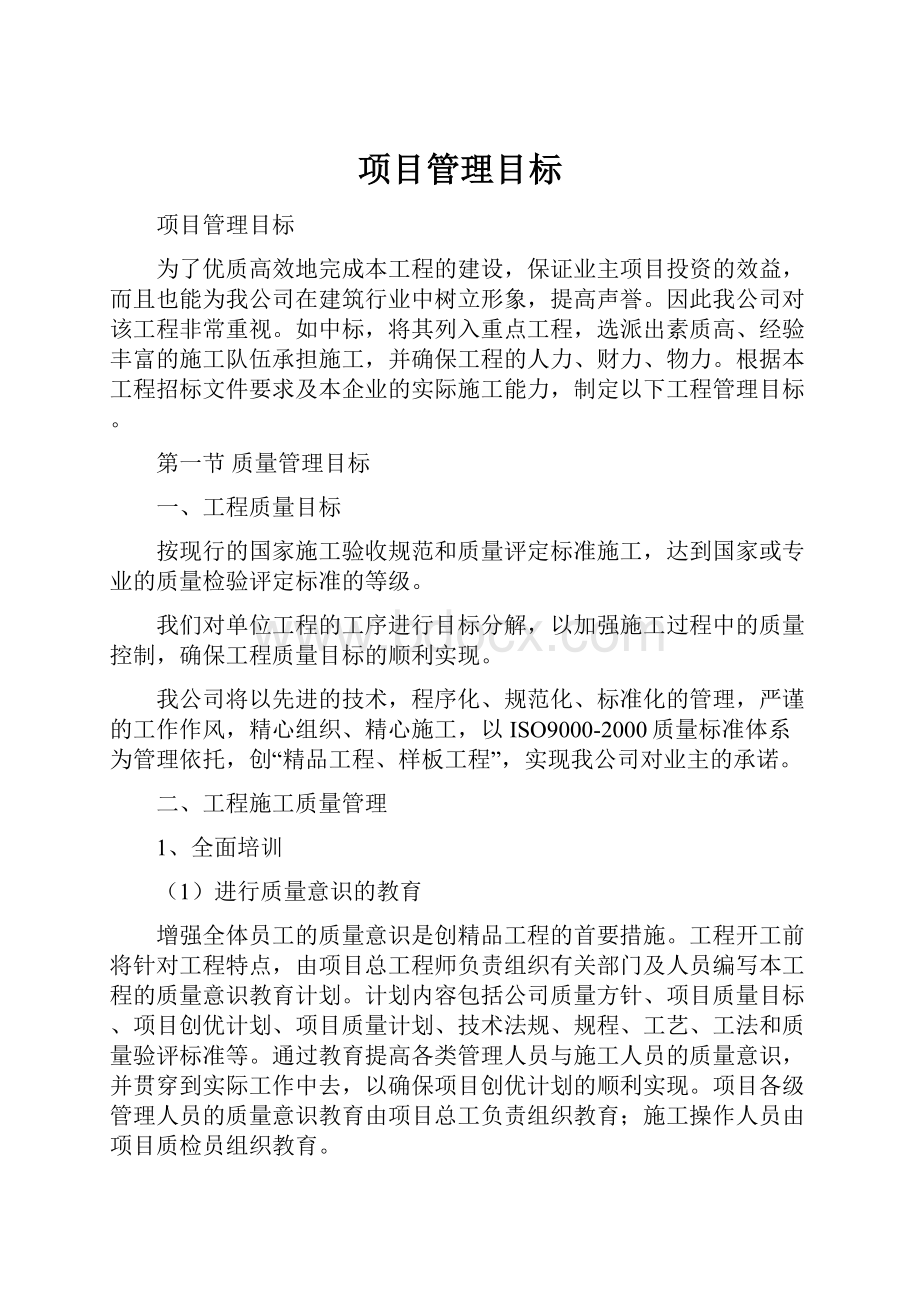 项目管理目标.docx