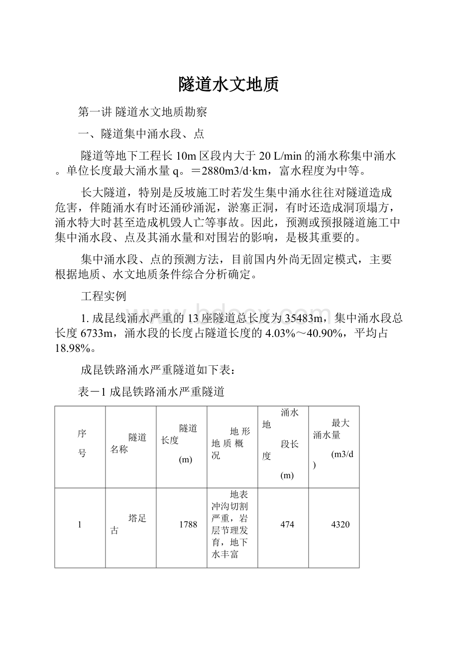 隧道水文地质.docx