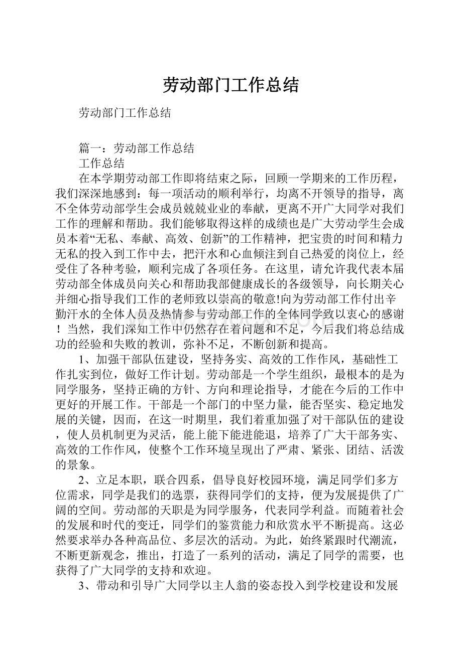 劳动部门工作总结.docx