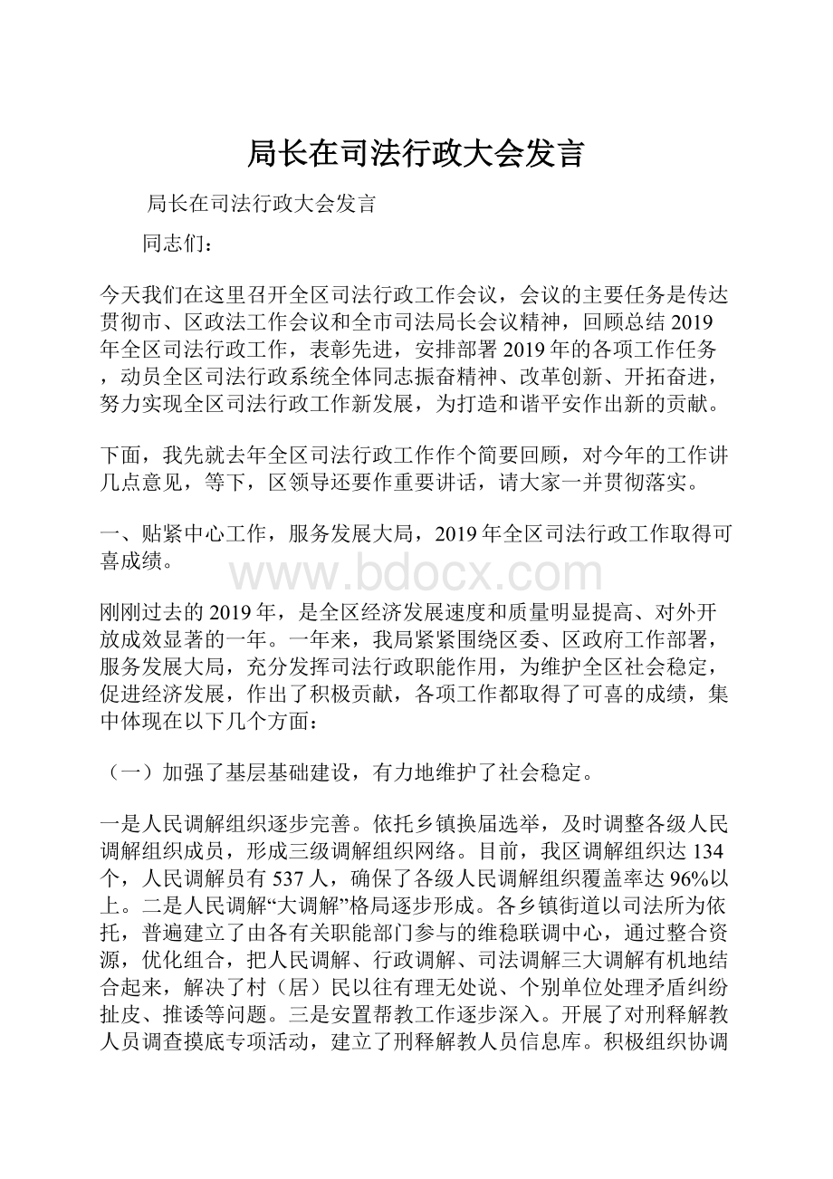 局长在司法行政大会发言.docx