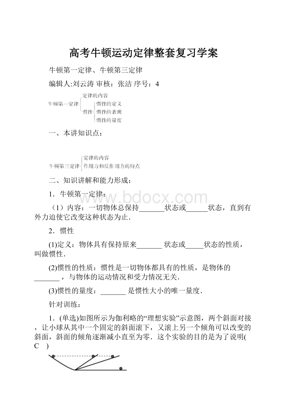 高考牛顿运动定律整套复习学案.docx_第1页