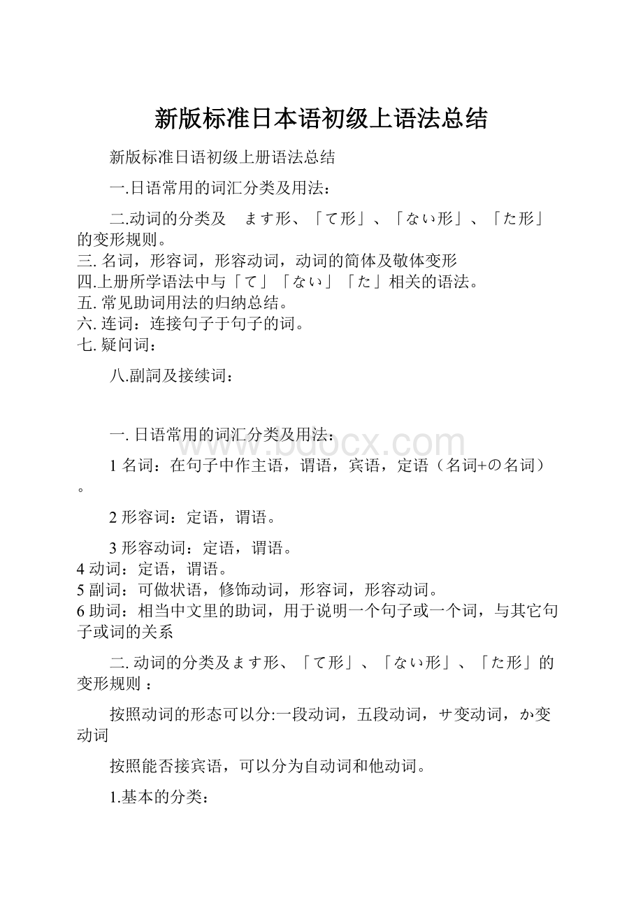 新版标准日本语初级上语法总结.docx_第1页