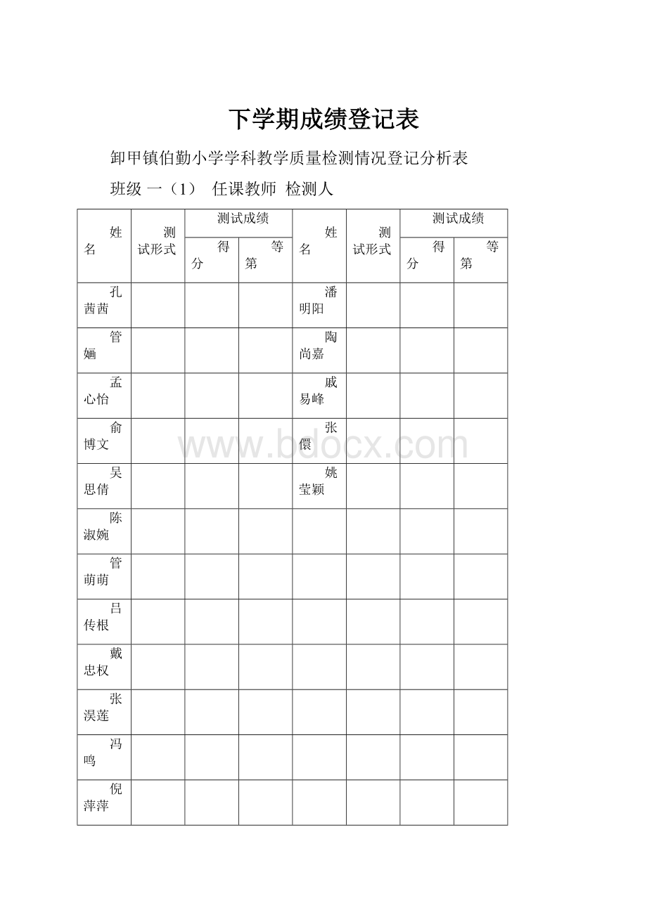 下学期成绩登记表.docx_第1页