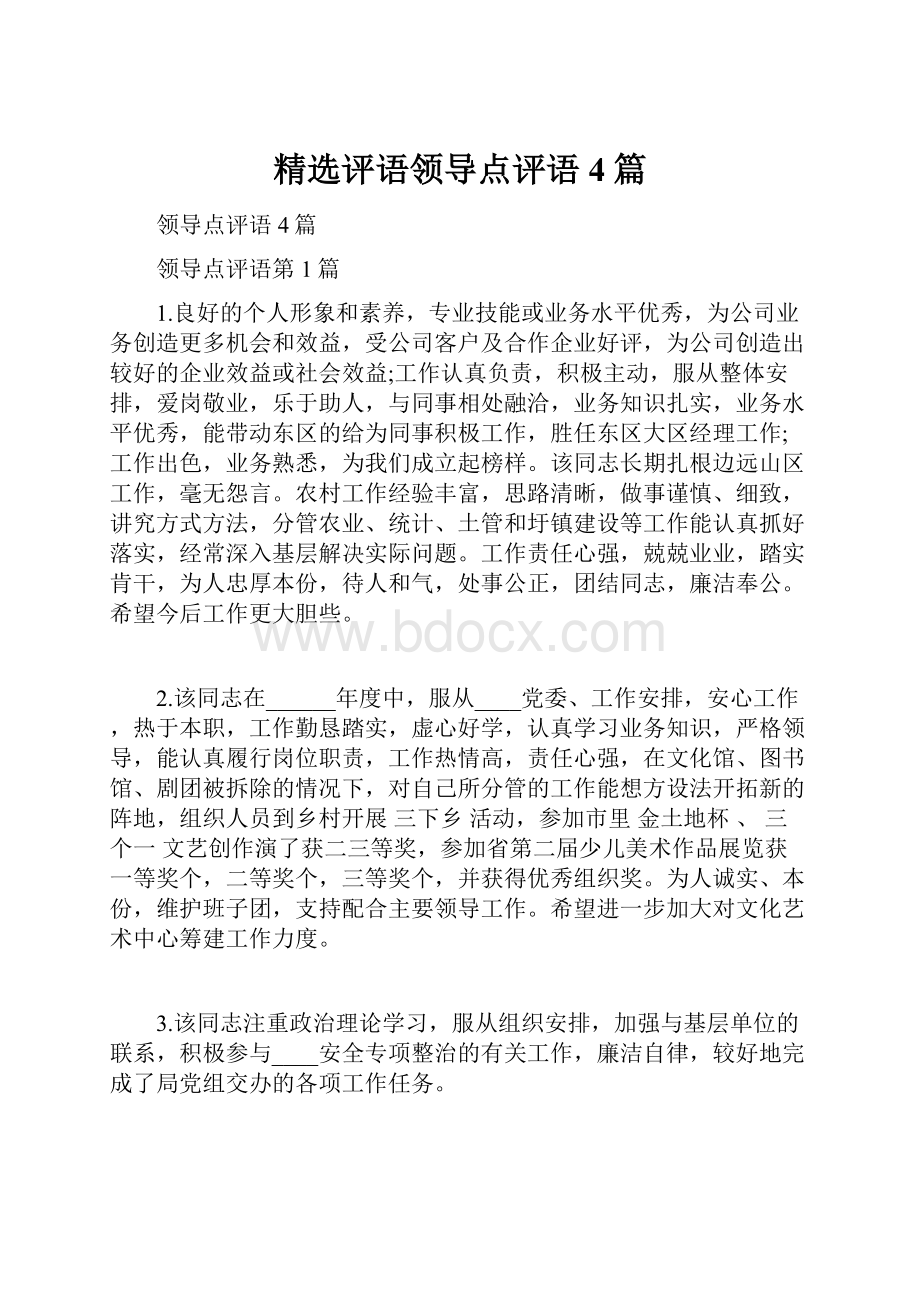 精选评语领导点评语4篇.docx_第1页