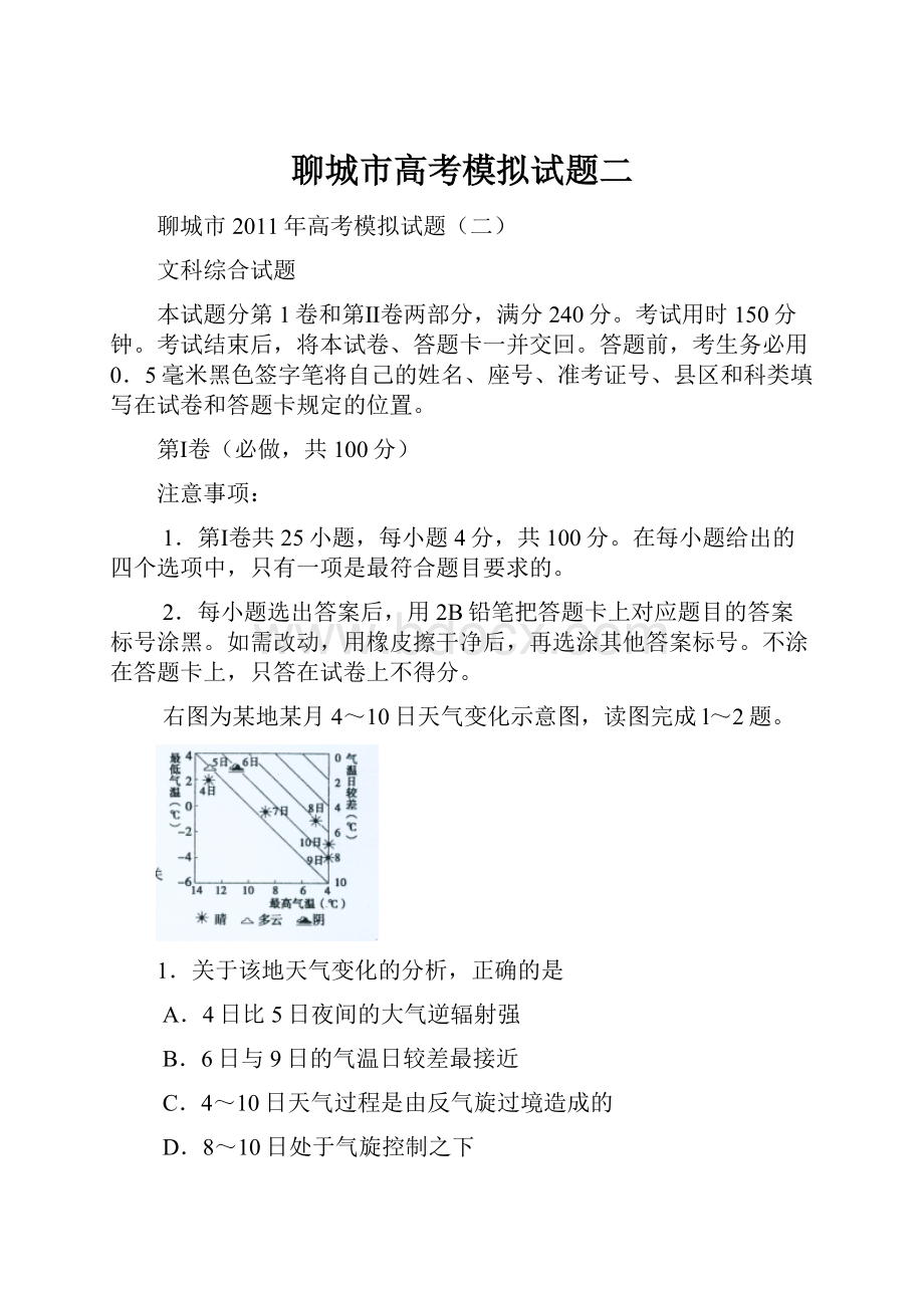 聊城市高考模拟试题二.docx_第1页