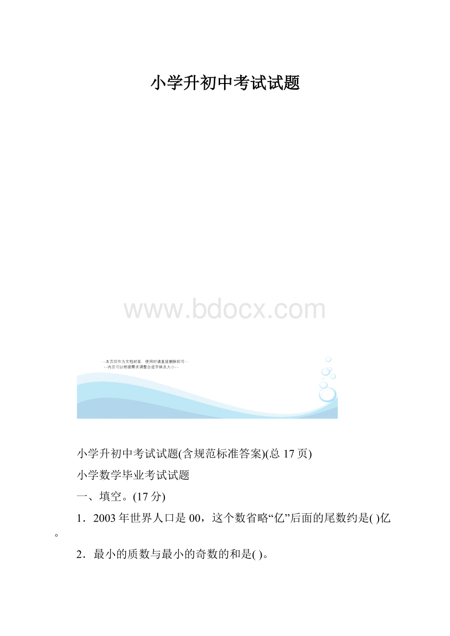 小学升初中考试试题.docx