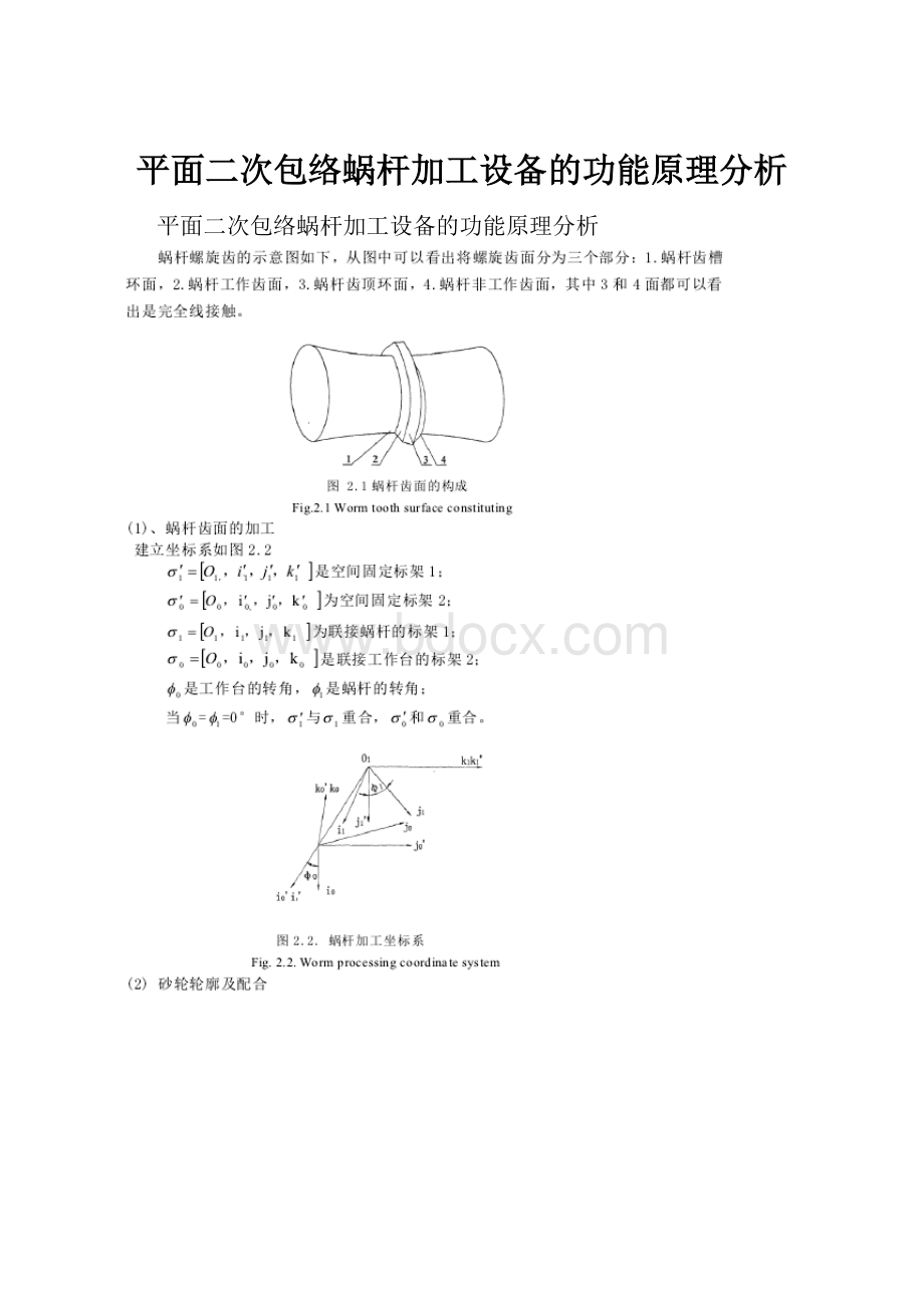 平面二次包络蜗杆加工设备的功能原理分析.docx