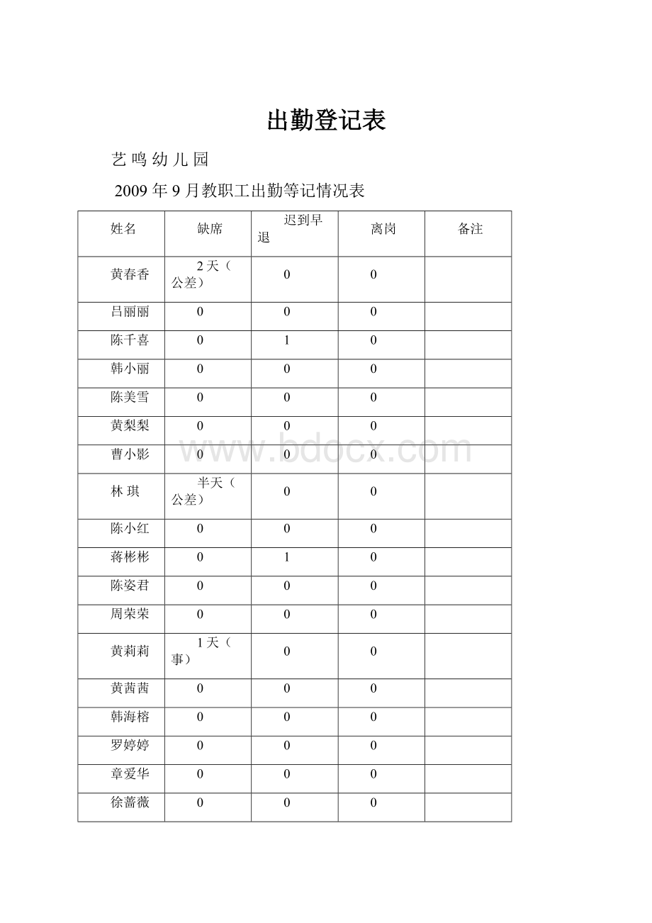 出勤登记表.docx