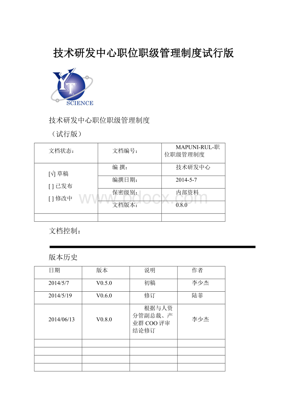 技术研发中心职位职级管理制度试行版.docx_第1页