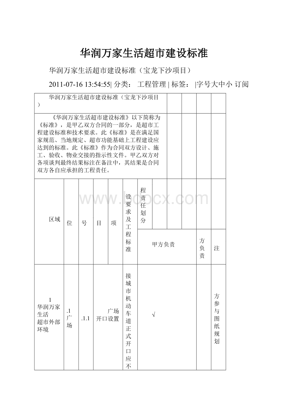 华润万家生活超市建设标准.docx