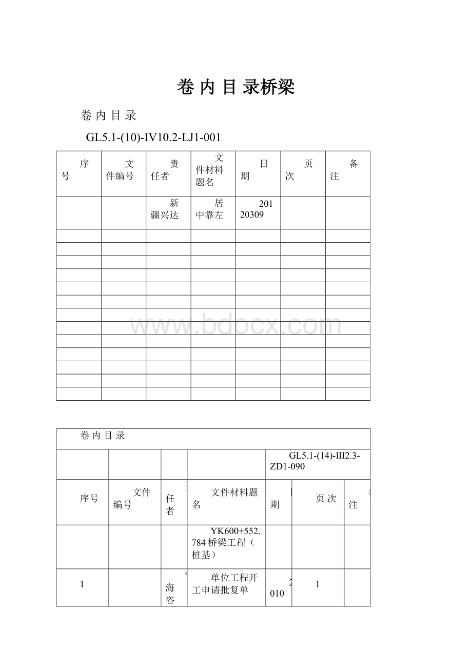 卷 内 目 录桥梁.docx