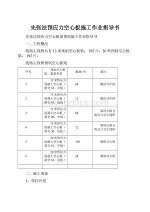 先张法预应力空心板施工作业指导书.docx