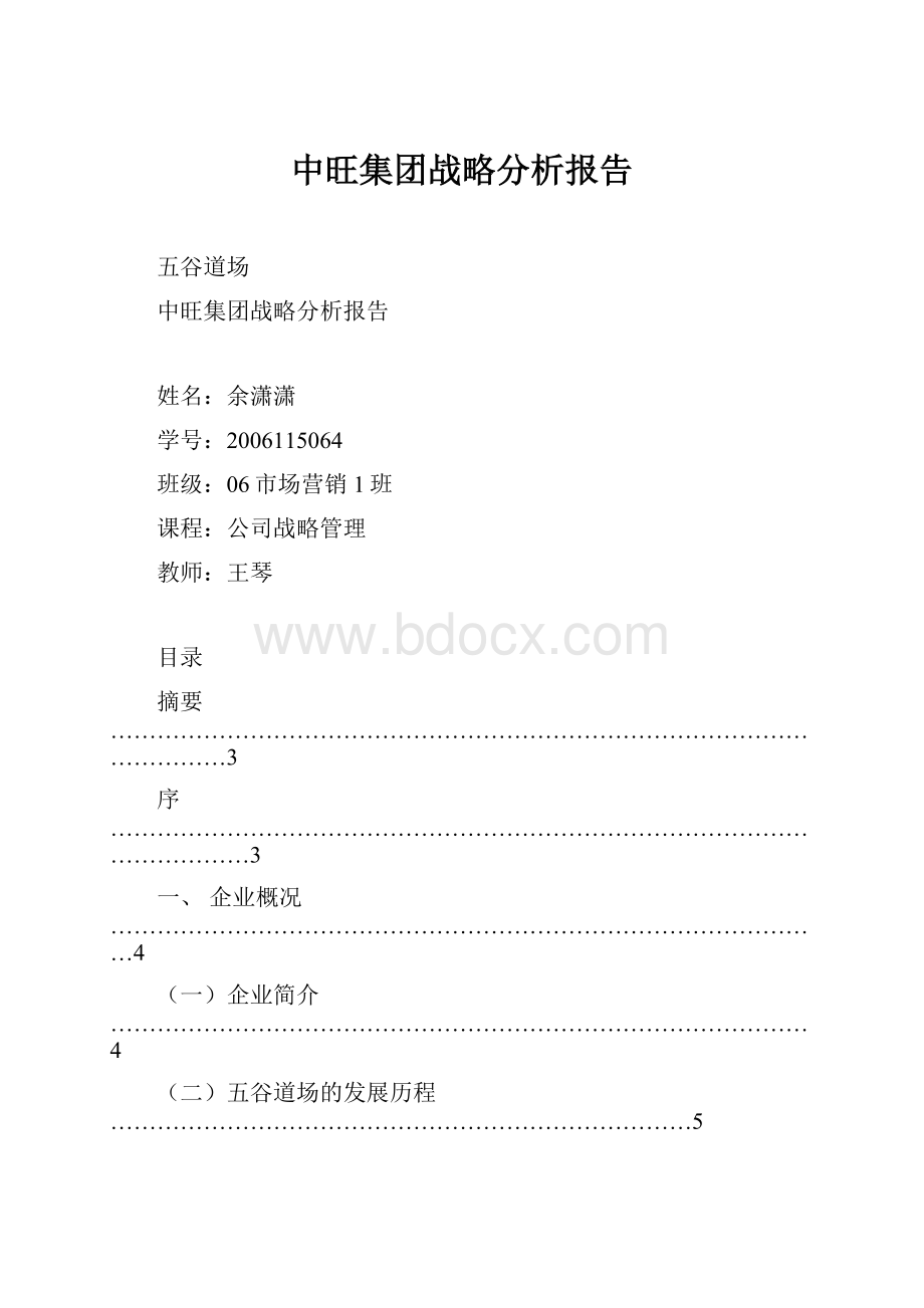 中旺集团战略分析报告.docx