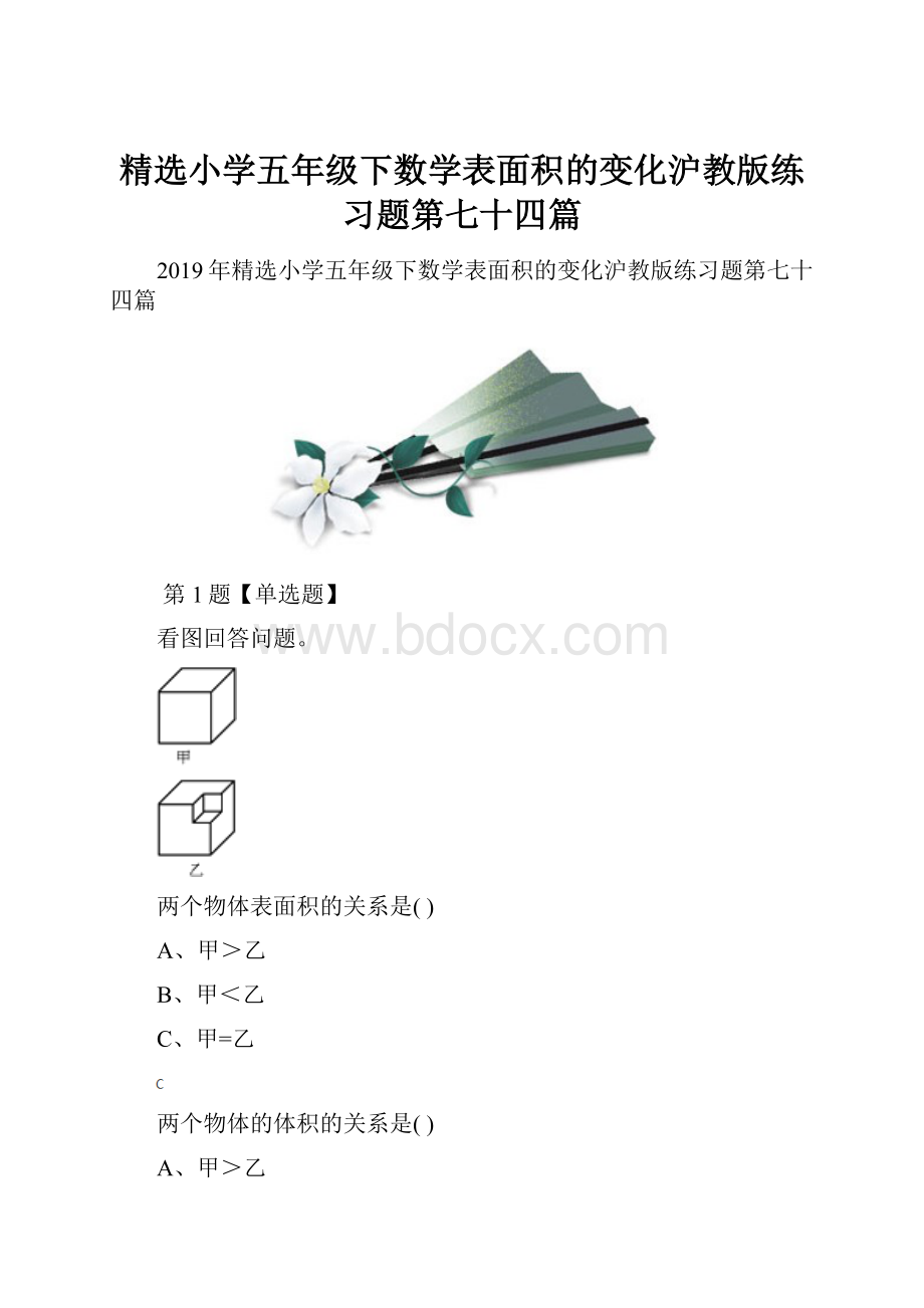 精选小学五年级下数学表面积的变化沪教版练习题第七十四篇.docx