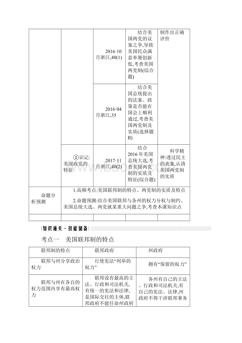 浙江选考版高考政治一轮复习讲义第三十九课时美国的联邦制与两党制讲义.docx_第2页