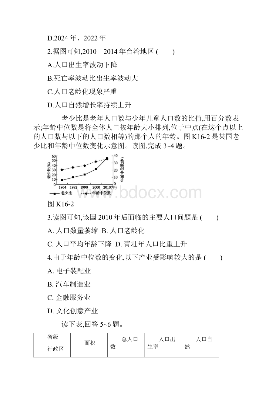 高考地理一轮复习 第七章 人口的变化作业 新人教版.docx_第2页