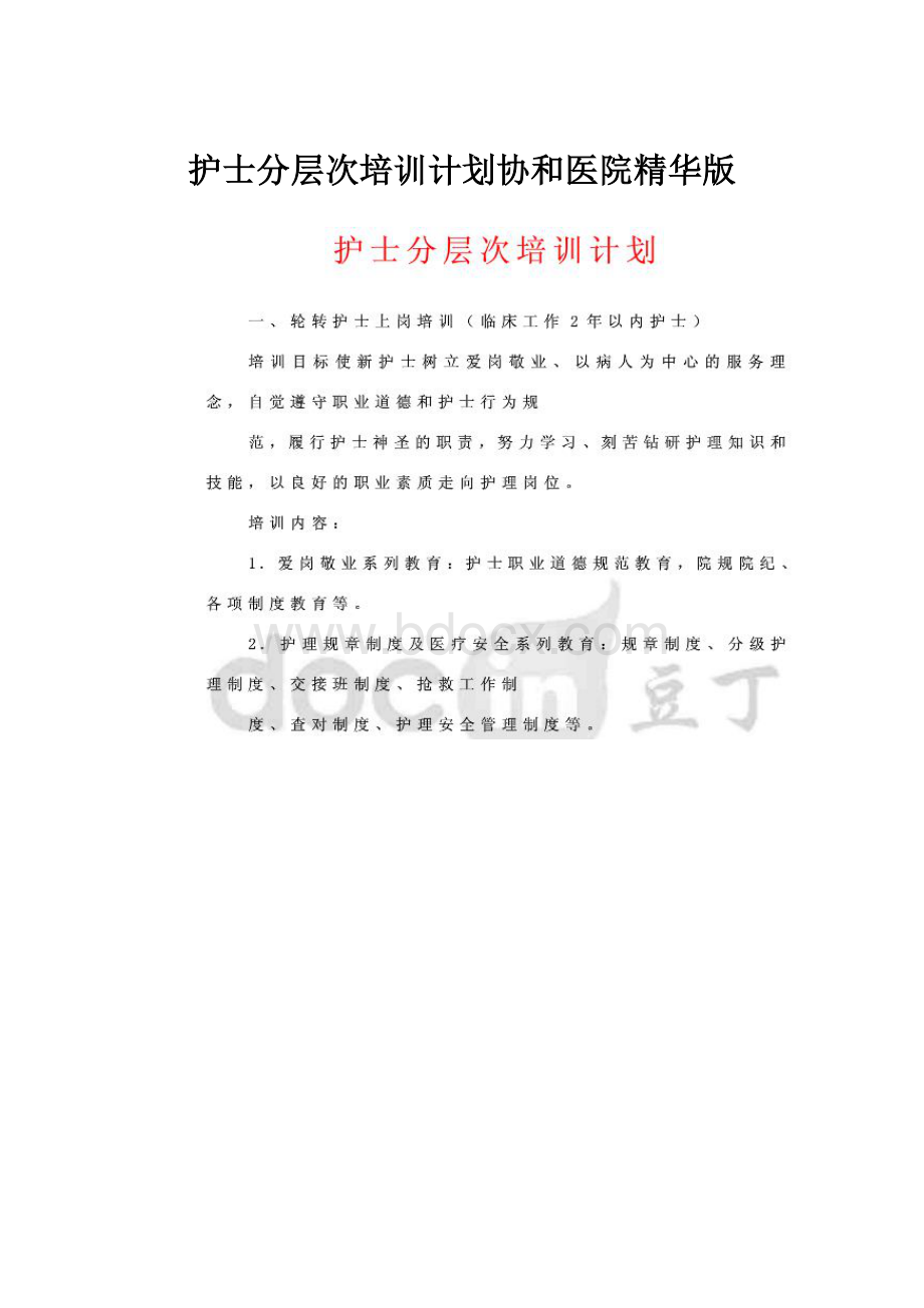 护士分层次培训计划协和医院精华版.docx