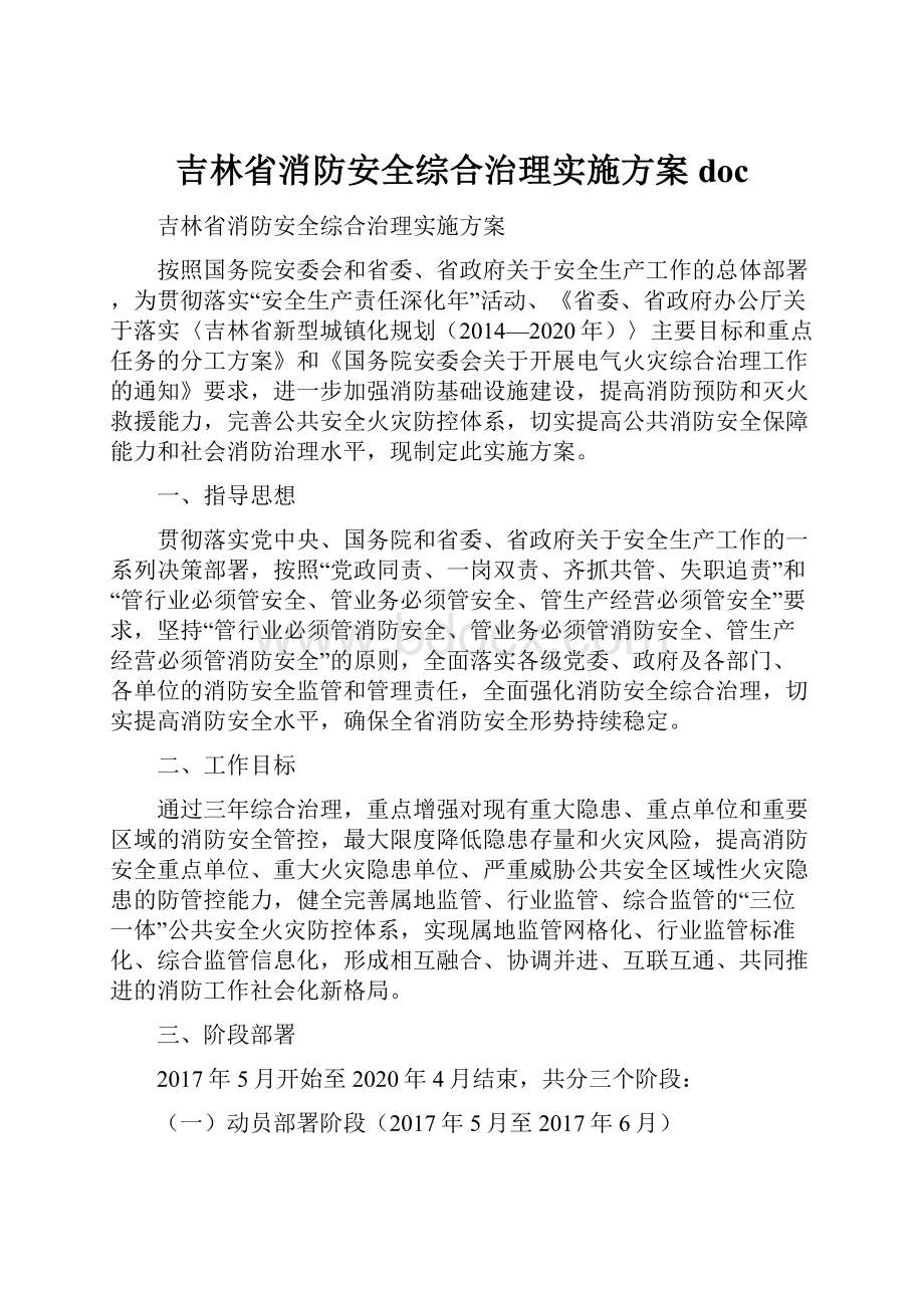 吉林省消防安全综合治理实施方案 doc.docx