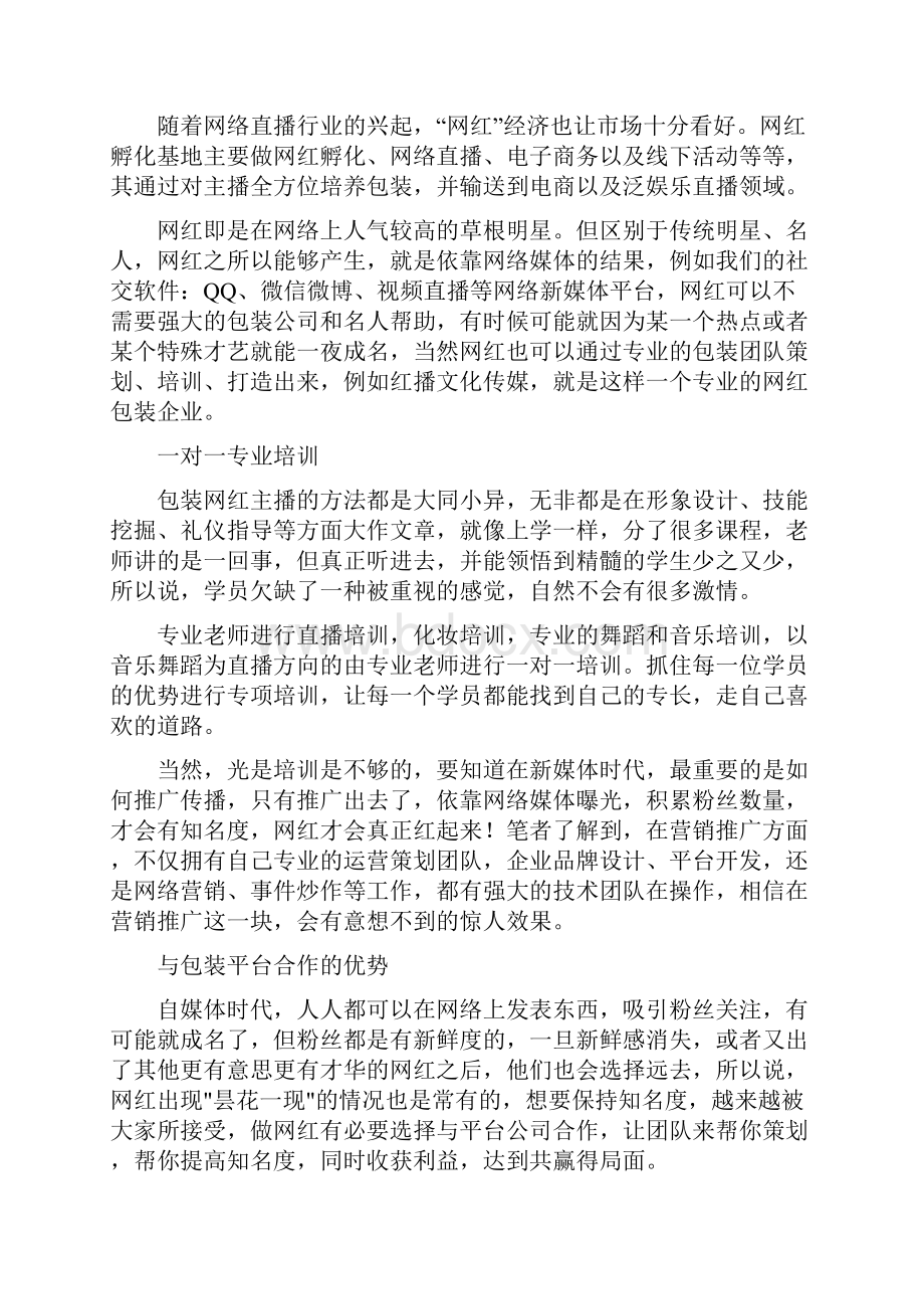 网红培育孵化总部基地项目可行性研究报告最新版本.docx_第2页