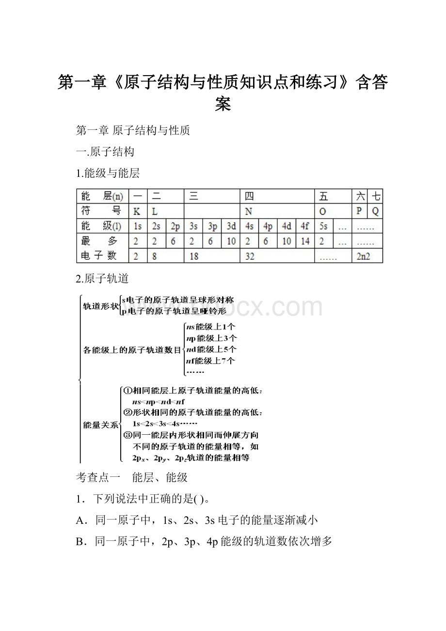 第一章《原子结构与性质知识点和练习》含答案.docx_第1页