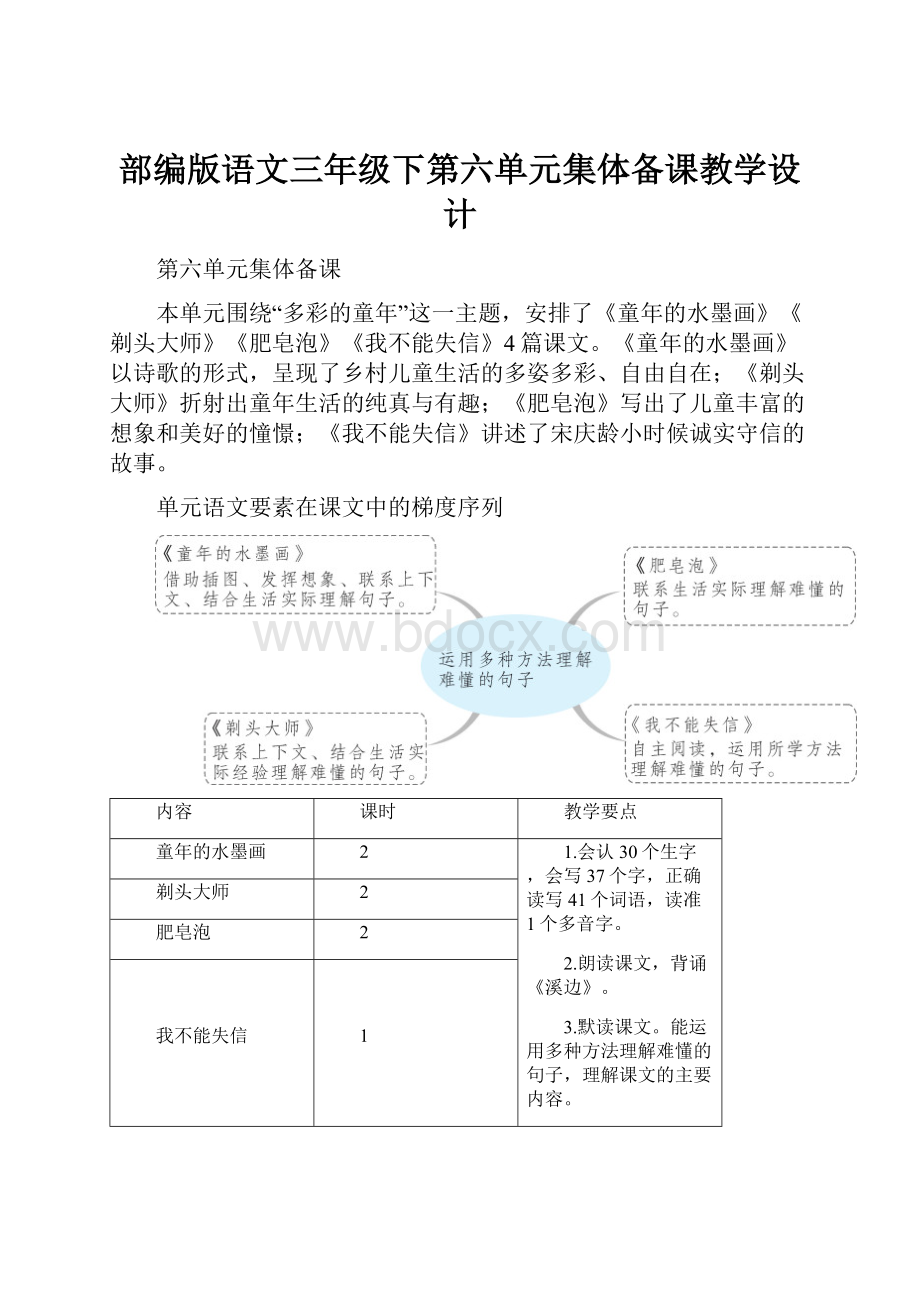 部编版语文三年级下第六单元集体备课教学设计.docx