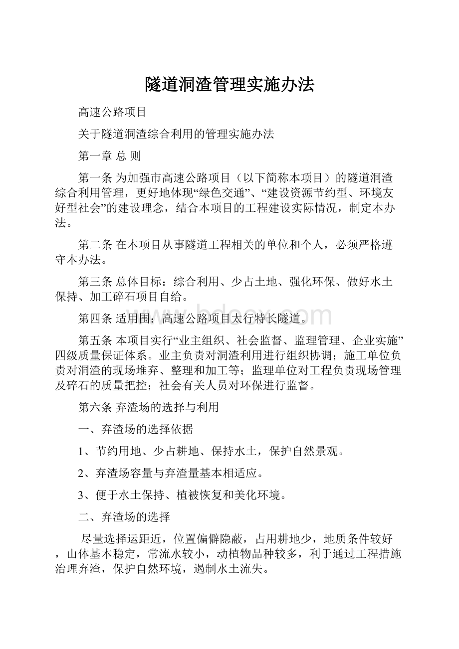 隧道洞渣管理实施办法.docx_第1页