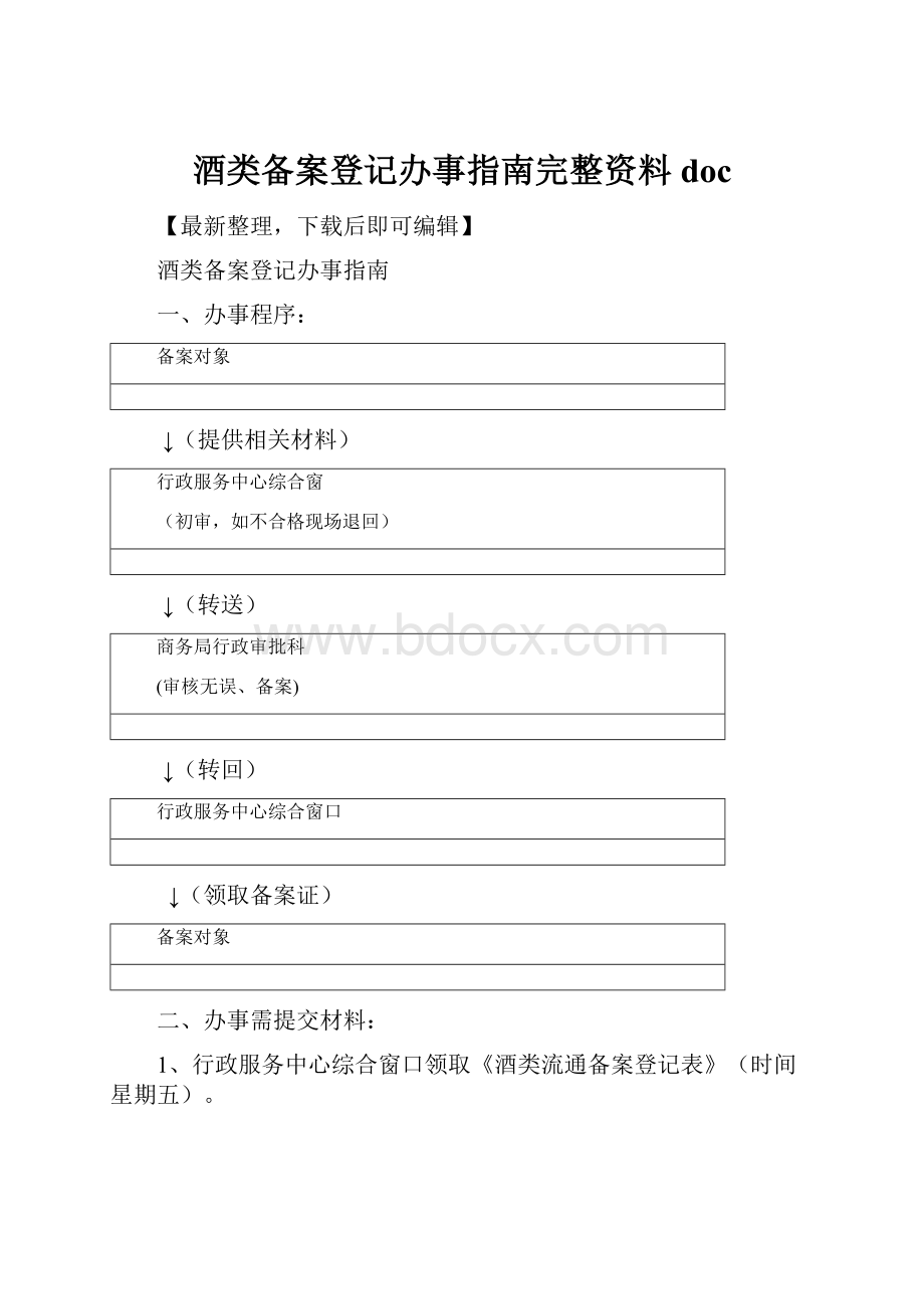 酒类备案登记办事指南完整资料doc.docx