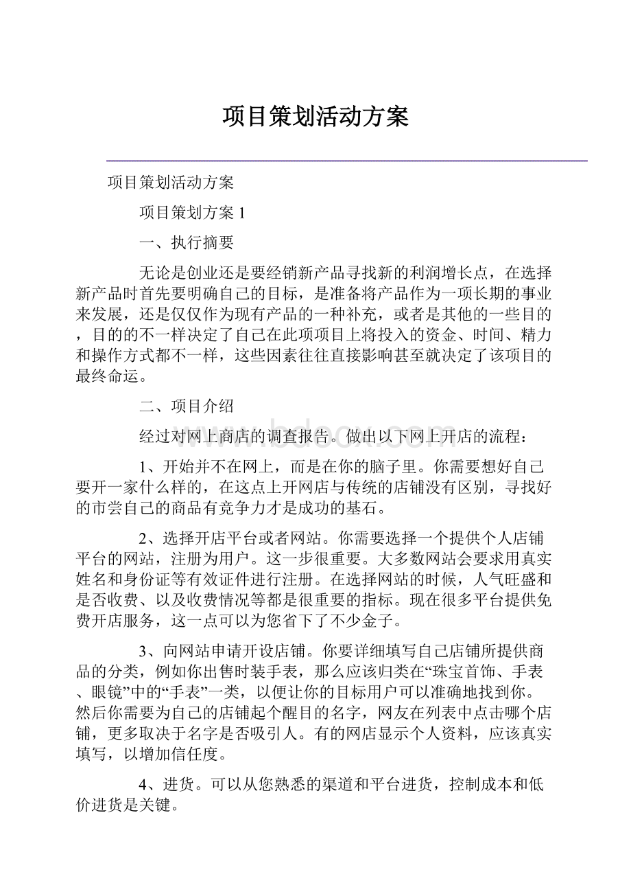 项目策划活动方案.docx