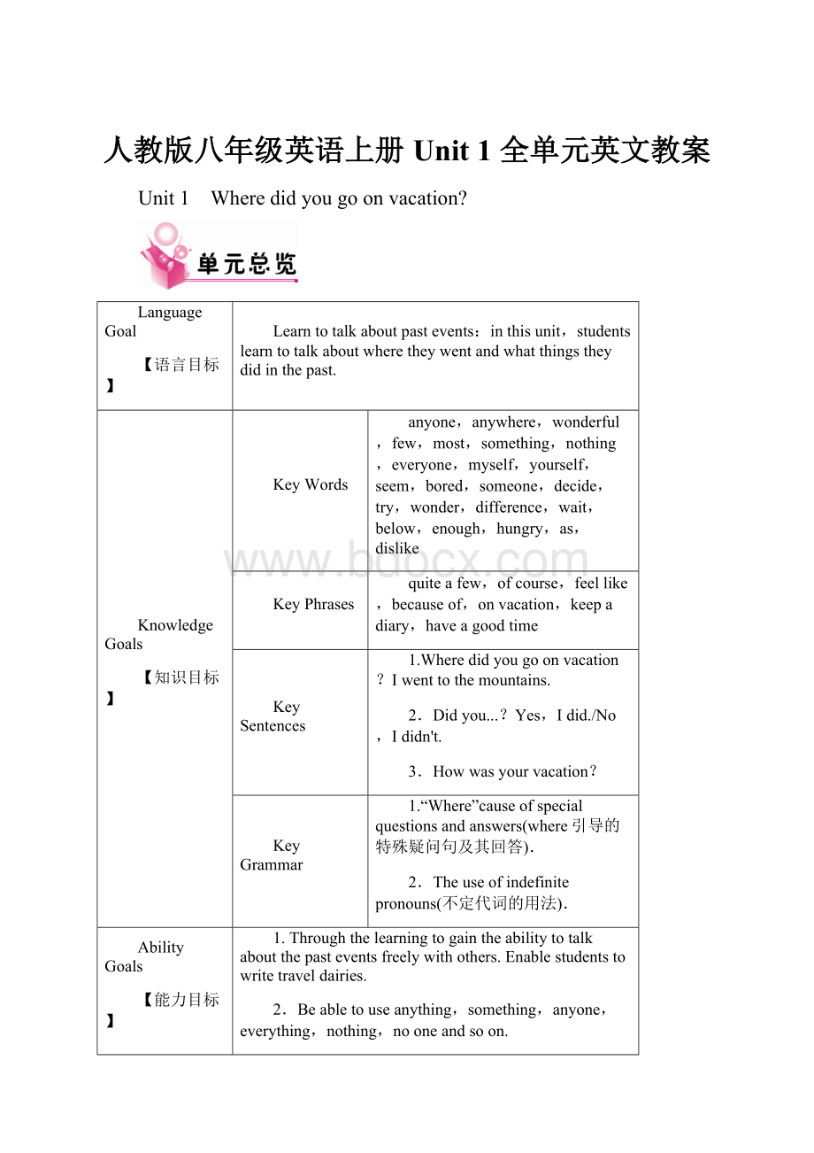 人教版八年级英语上册 Unit 1 全单元英文教案.docx