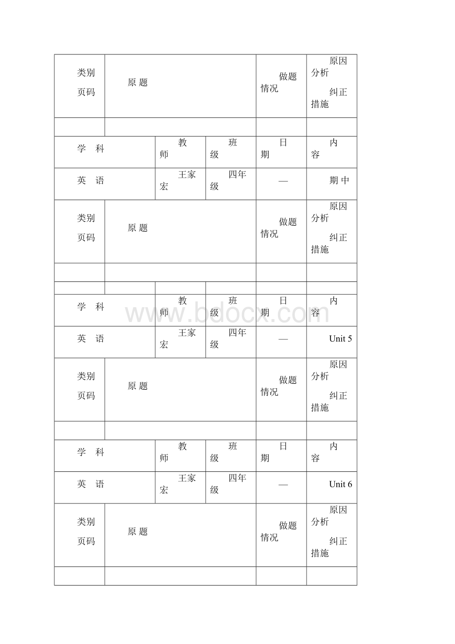 英语作业批改记录表单元为汇总a4.docx_第3页