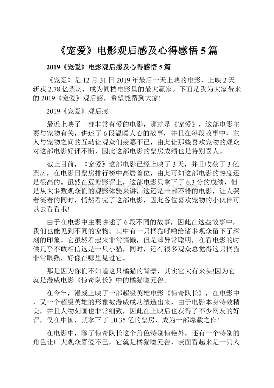 《宠爱》电影观后感及心得感悟5篇.docx