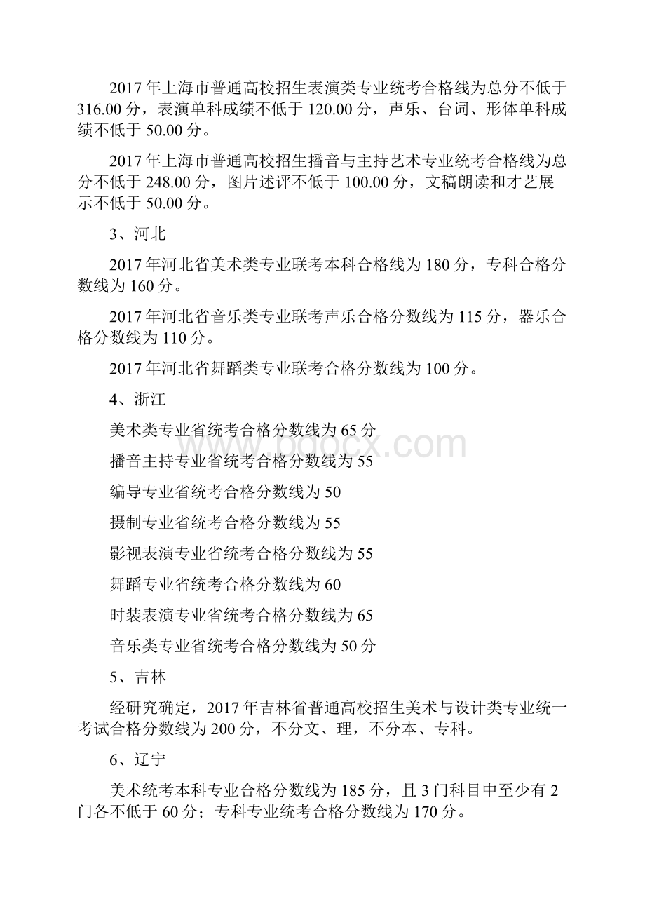 各省艺考分数线汇总 艺考生参考指南.docx_第2页