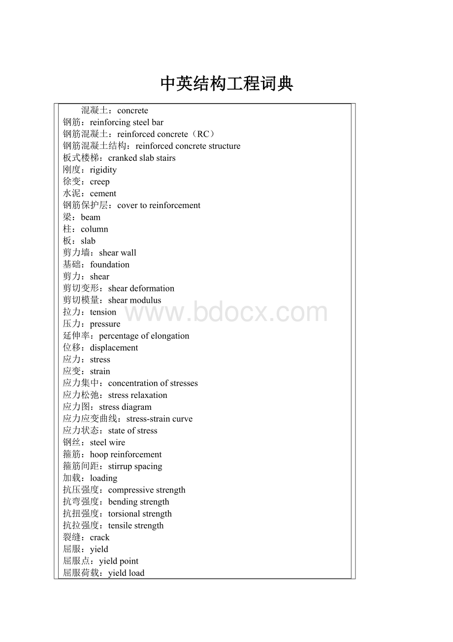 中英结构工程词典.docx