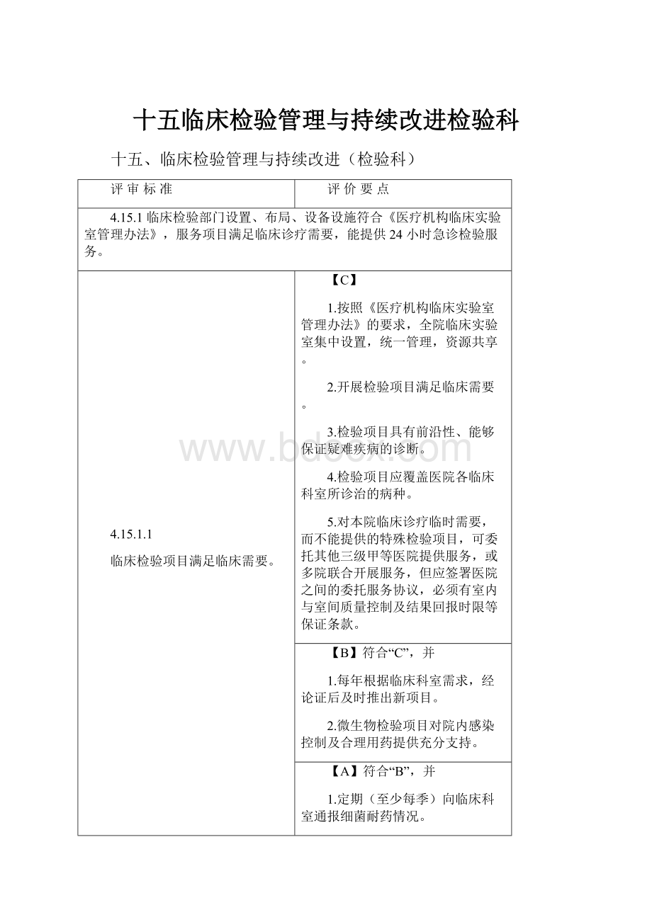 十五临床检验管理与持续改进检验科.docx