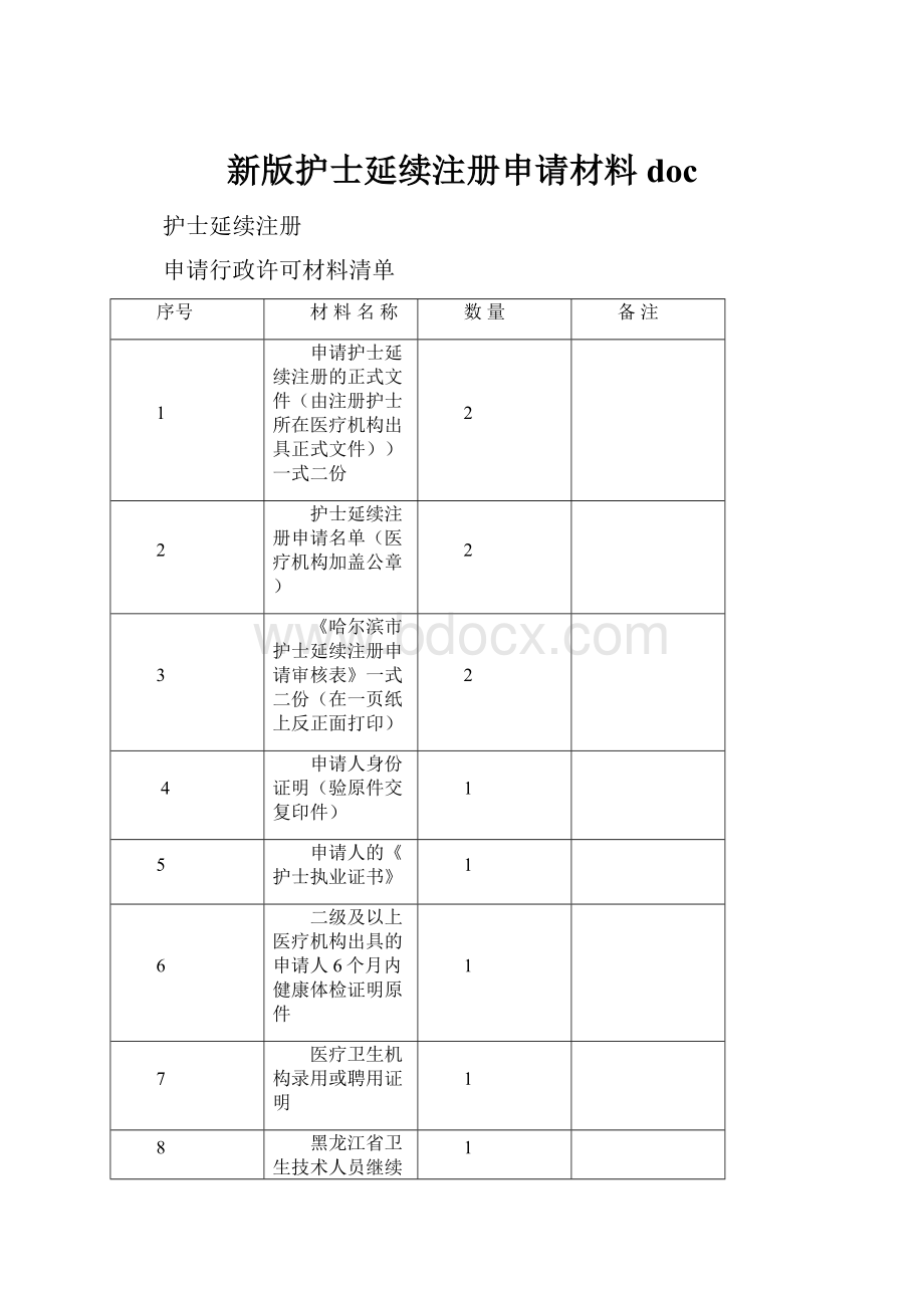 新版护士延续注册申请材料doc.docx_第1页