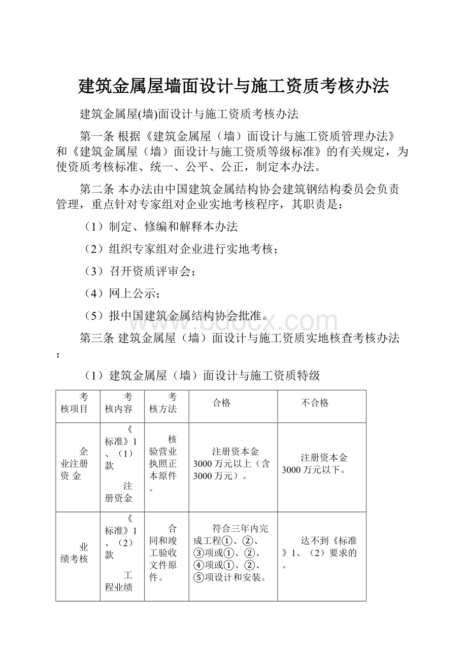 建筑金属屋墙面设计与施工资质考核办法.docx