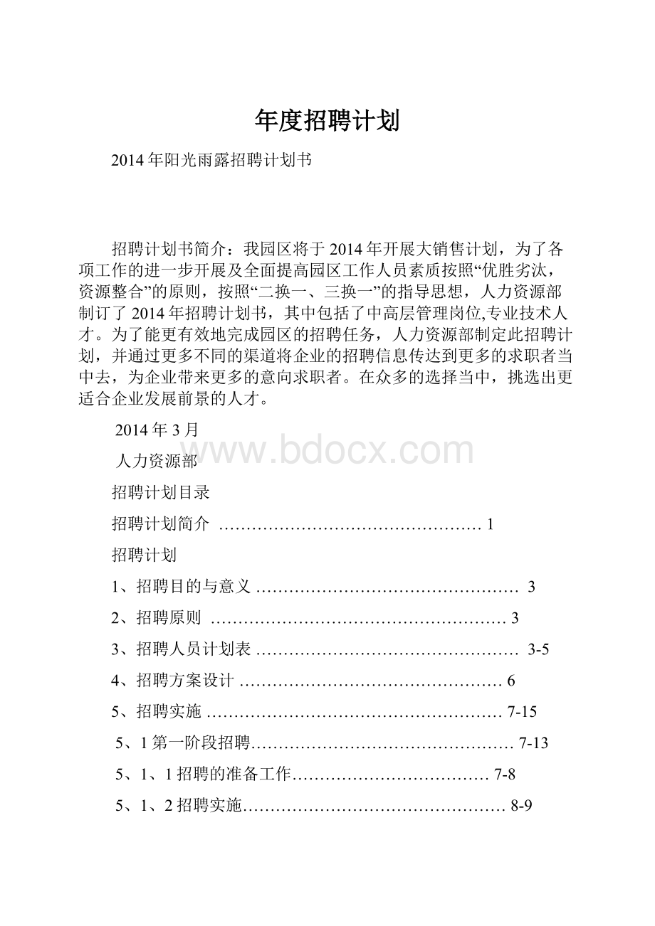 年度招聘计划.docx_第1页