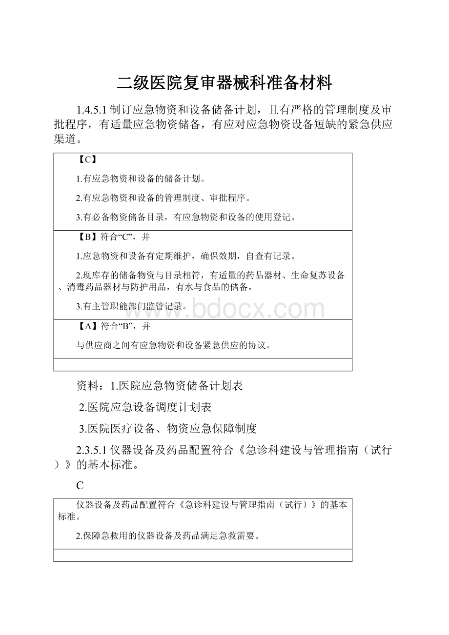 二级医院复审器械科准备材料.docx