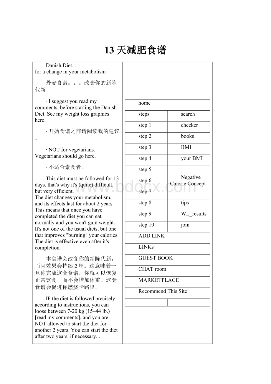 13天减肥食谱.docx_第1页