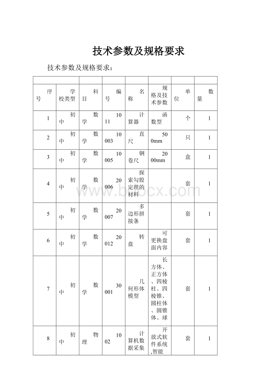 技术参数及规格要求.docx