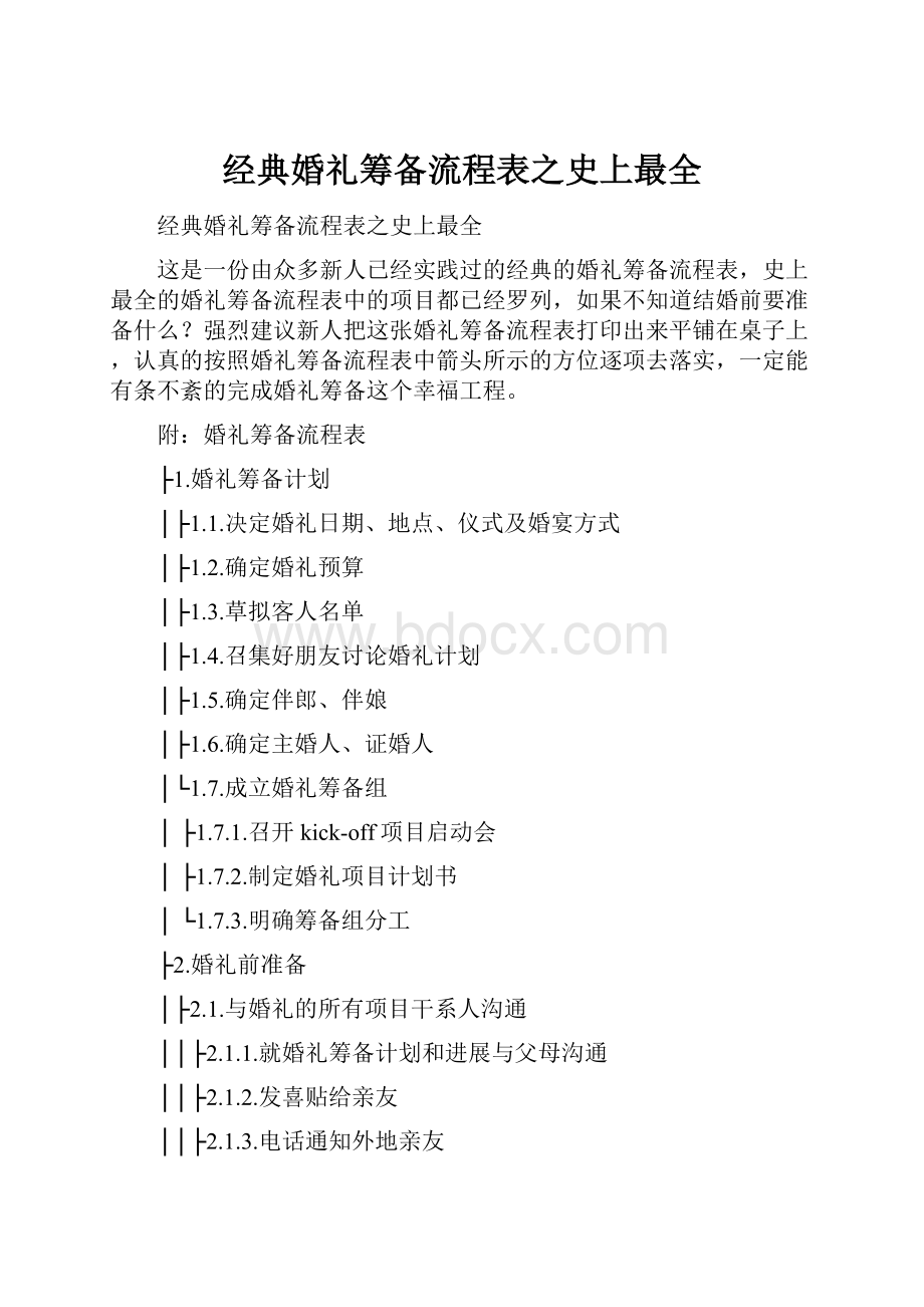 经典婚礼筹备流程表之史上最全.docx