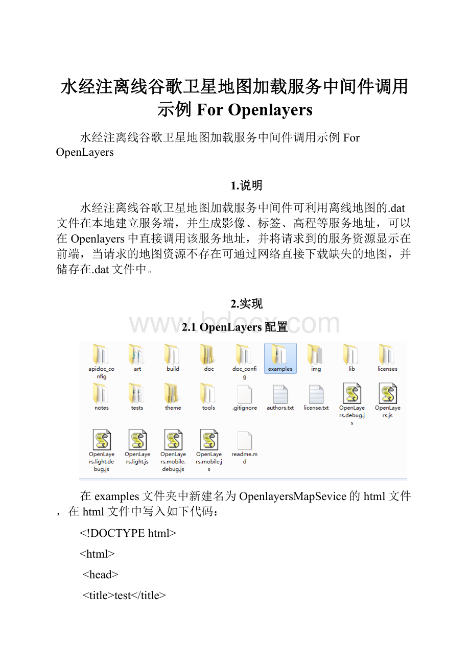 水经注离线谷歌卫星地图加载服务中间件调用示例 For Openlayers.docx_第1页