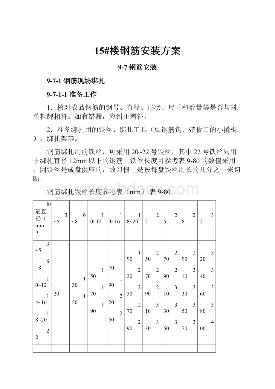 15#楼钢筋安装方案.docx_第1页