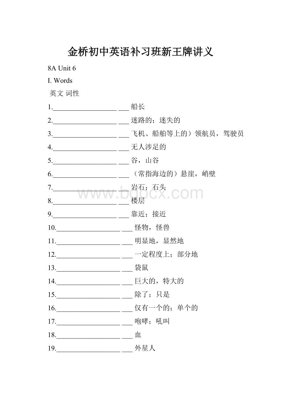 金桥初中英语补习班新王牌讲义.docx