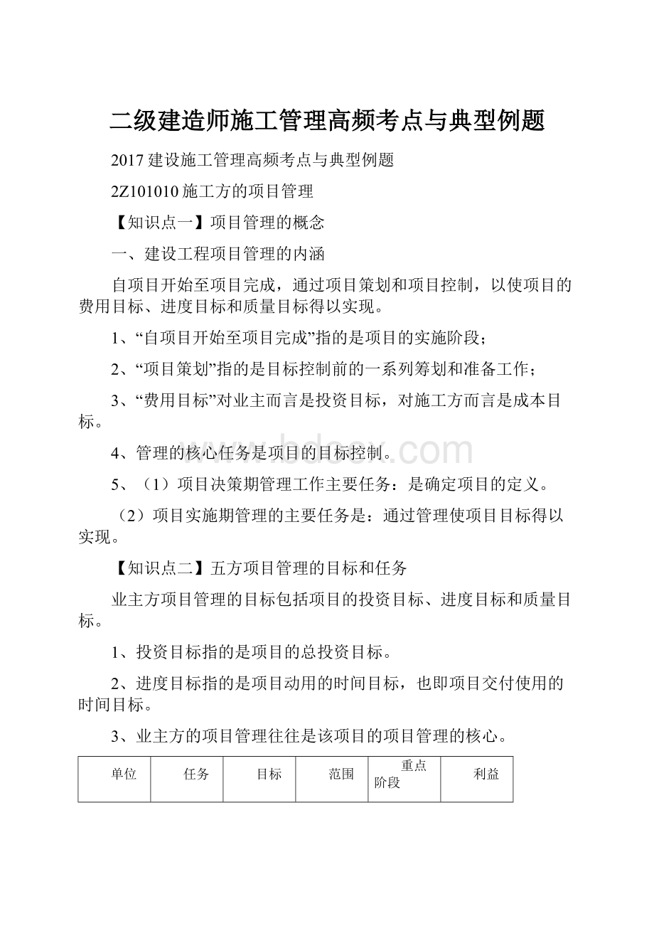 二级建造师施工管理高频考点与典型例题.docx