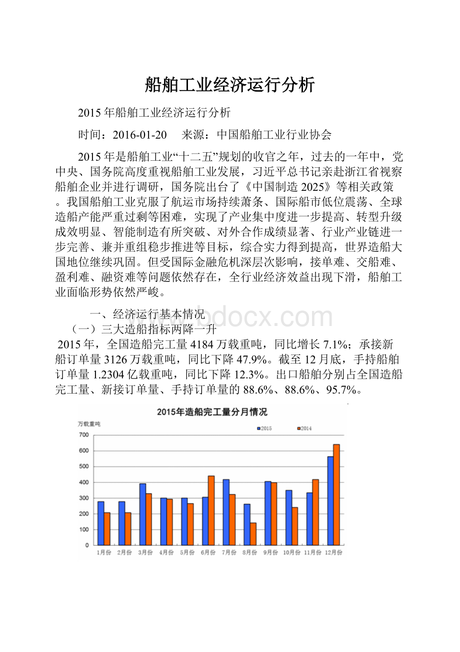 船舶工业经济运行分析.docx